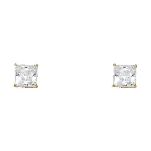 14KY Princess 6mm Stud Earrings (ST533)