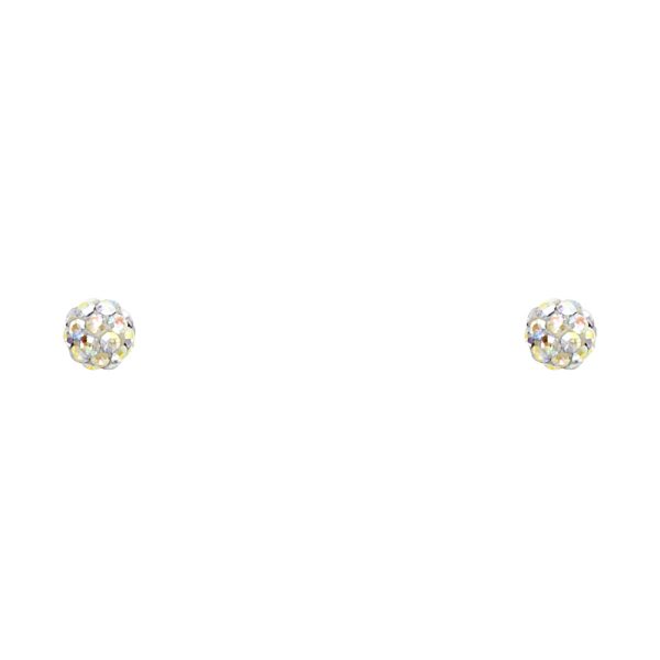 14KY 4mm Rainbow Crystal Ball Screw Back Stud Earrings