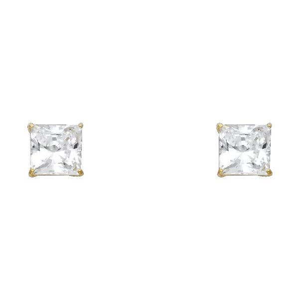 14KY 7mm Square Basket Stud Earrings with Screw Back