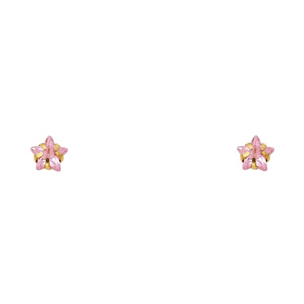 14KW 5mm Pink Star CZ STUS with Screw Back