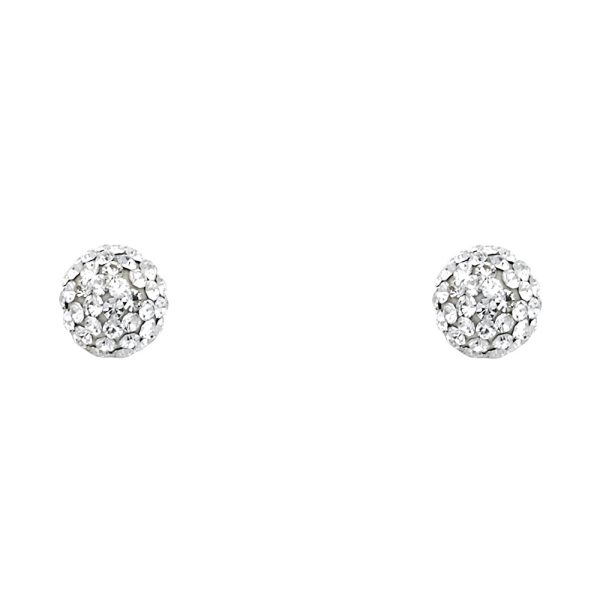 14KY Crystal Ball Stud Earrings with Screw Back