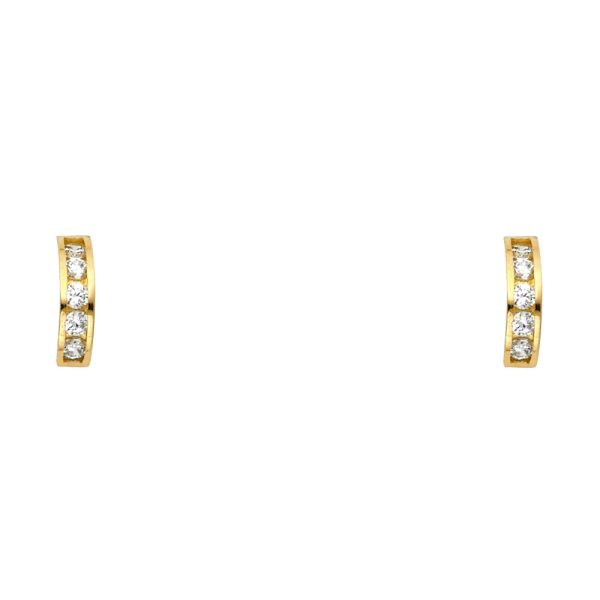 14KY Channel CZ Stud Earrings with Screw Back