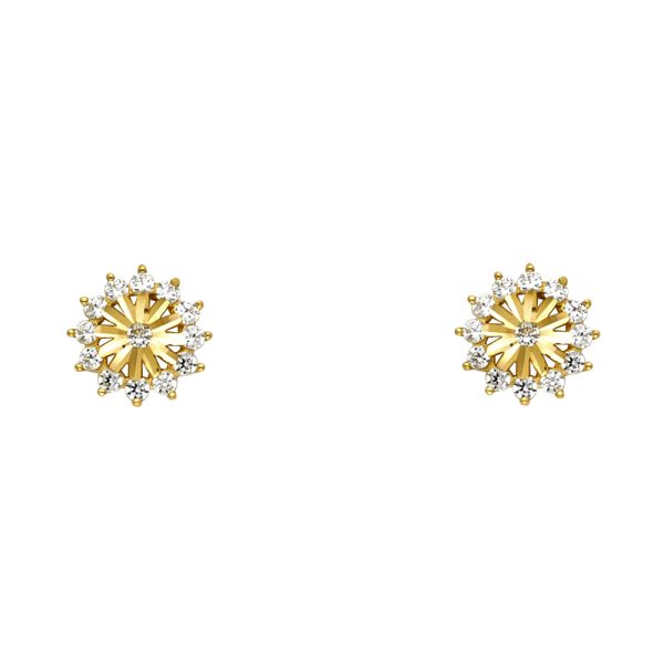 14KY CZ Stud Earrings with Screw Back