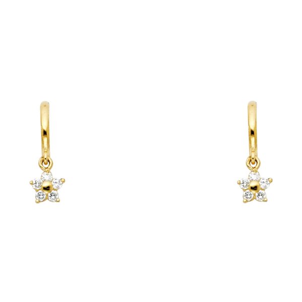 14KY CZ Dangle Stud Earrings with Screw Back