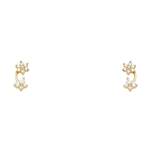 14KY CZ Stud Earrings with Screw Back