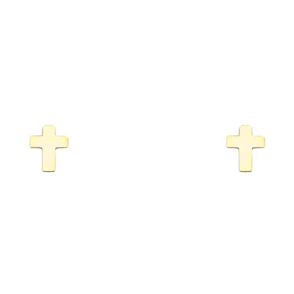 14KY Cross Stud Earrings with Screw Back