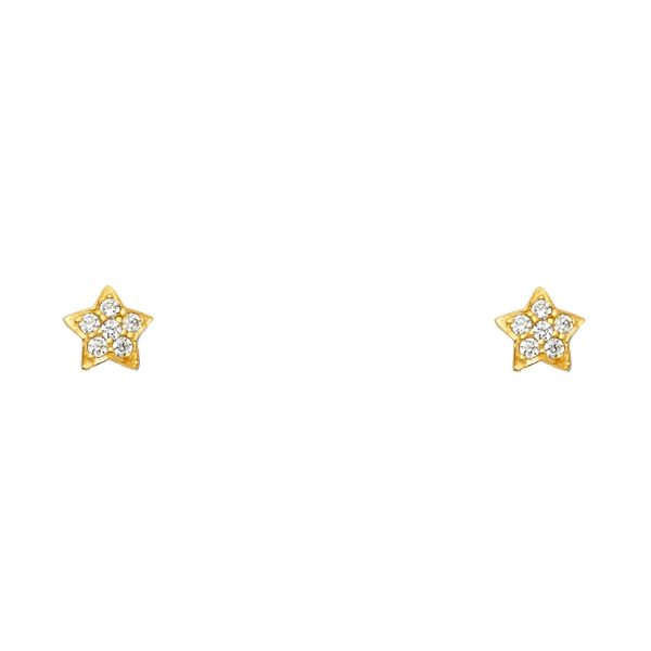 14KY Star CZ Stud Earrings with Screw Back