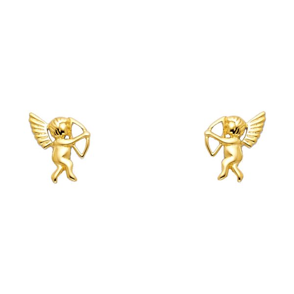 14KY CUPID CZ Stud Earrings with Screw Back