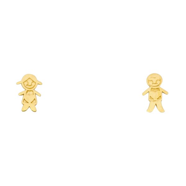 14KY Boy+Girl Stud Earrings with Screw Back