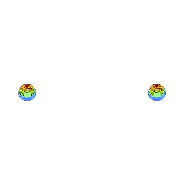 14KY Rainbow Round CZ Stud Earrings with Screw Back