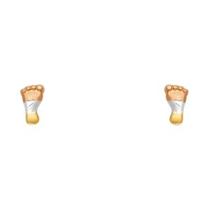 14K 3C Foot Stud Earrings with Screw Back