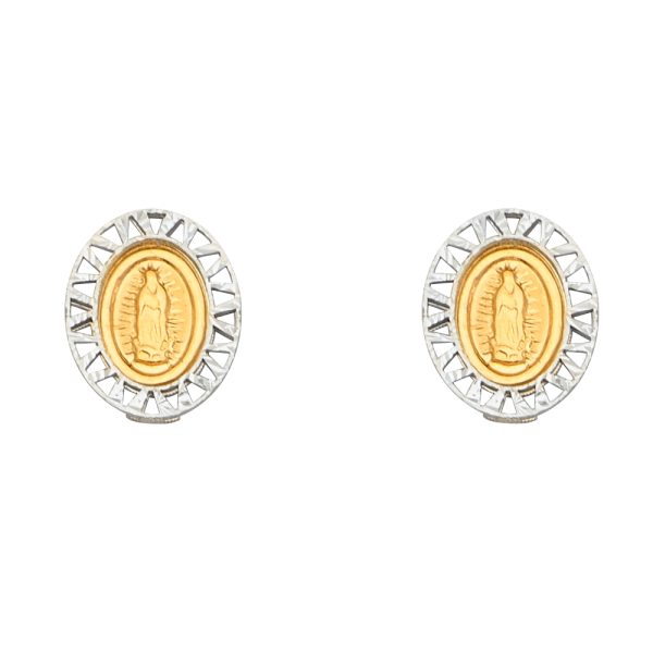 14K 2T Oval Guadlupe Earrings with Silicone Back