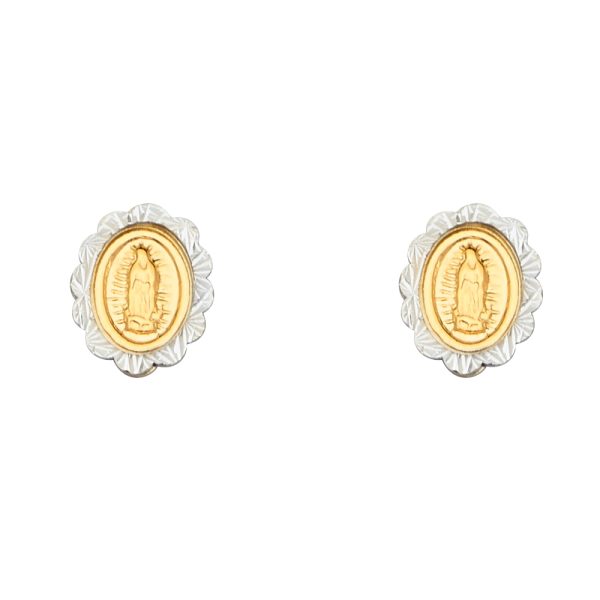 14K 2T Oval Guadlupe Earrings with Silicone Back