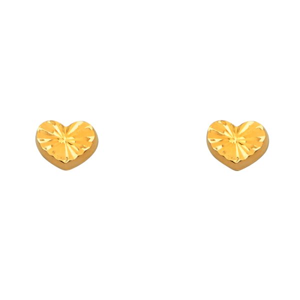 14KY DC Heart Earrings with Screw Back