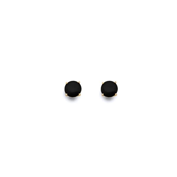 14KY Round 4mm Black CZ Stud Earrings with Screw Back