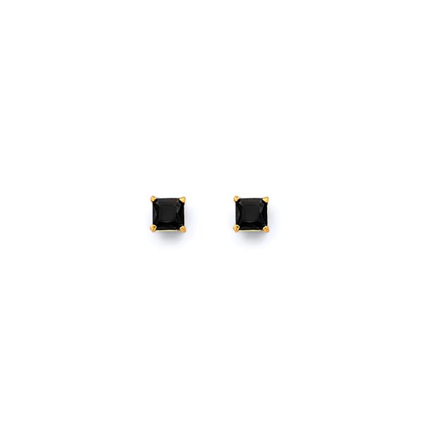 14KY Square 3mm Black CZ Stud Earrings with Screw Back