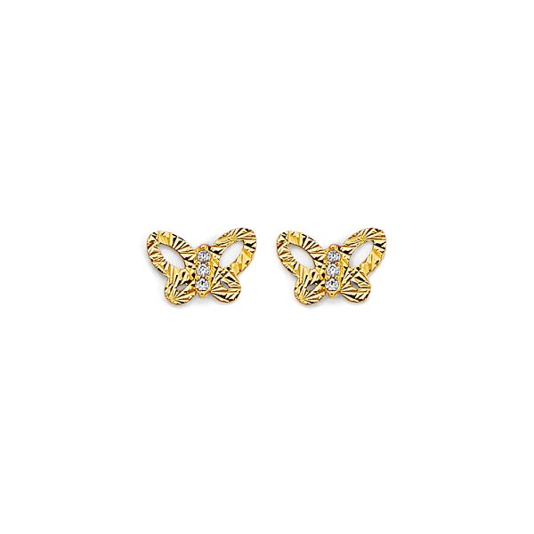 14KY DC Butterfly Stud Earrings with Screw Back