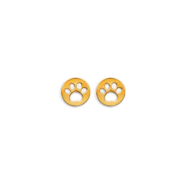 14KY Paw Stud Earrings with Screw Back