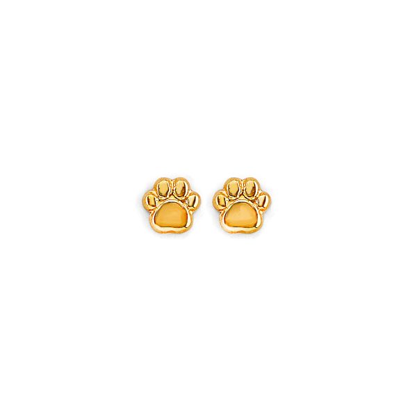 14KY Paw Stud Earrings with Screw Back