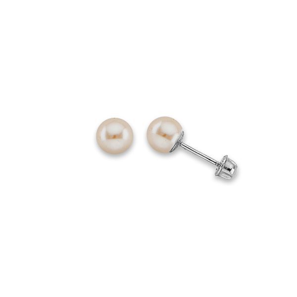 14KW 5mm Pearl Stud Earrings with Screw Back