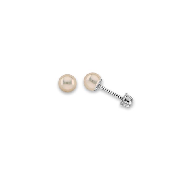 14KW 4mm Pearl Stud Earrings with Screw Back