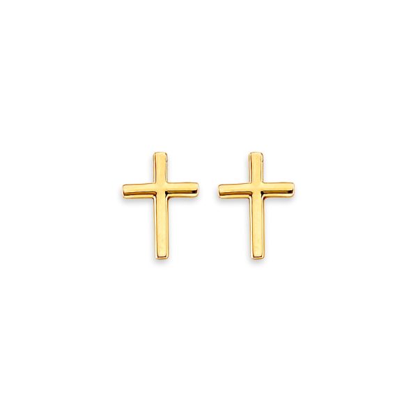 14KY Cross Stud Earrings with Screw Back