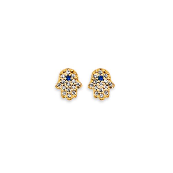 14KY Hamsa Stud Earrings with Screw Back