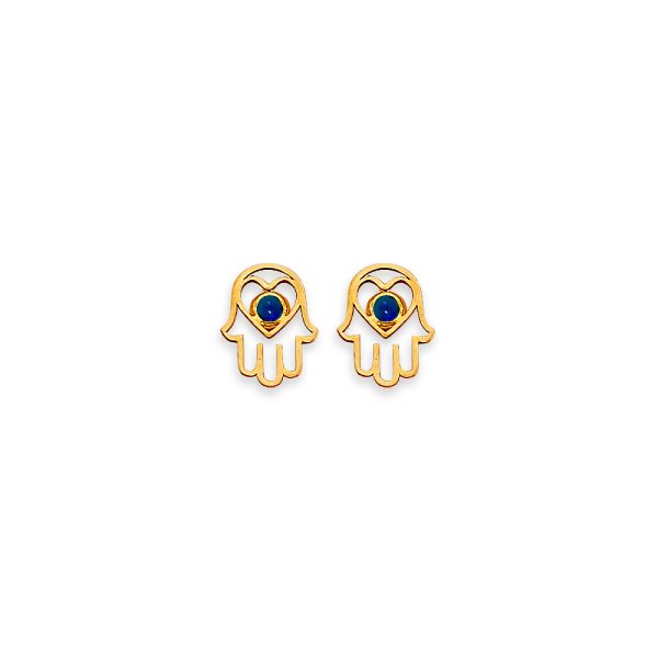 14KY Hamsa Stud Earrings with Screw Back