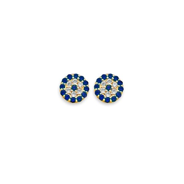 14KY Evil Eye Stud Earrings with Screw Back