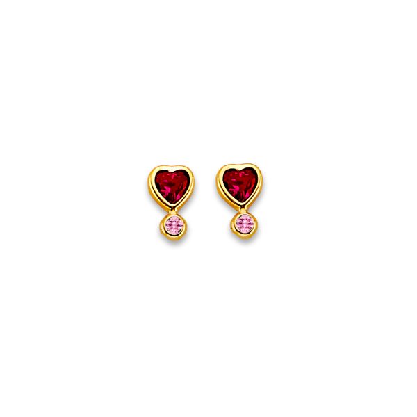 14KY Heart CZ Stud Earrings with Screw Back