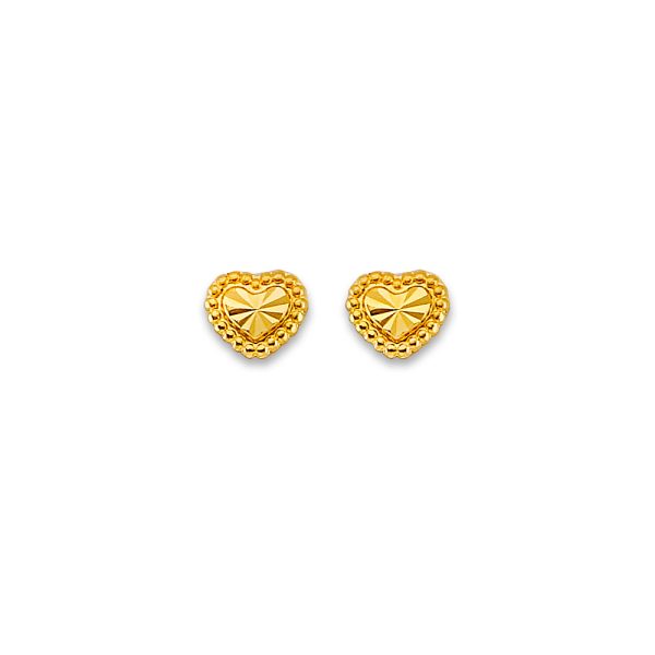 14KY Heart Stud Earrings with Screw Back