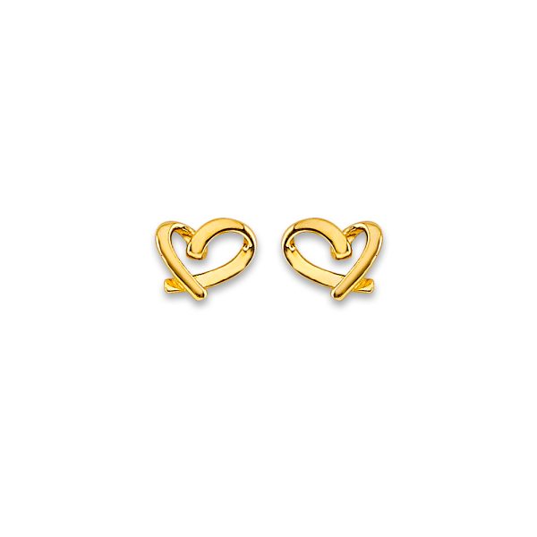 14KY Heart Stud Earrings with Screw Back