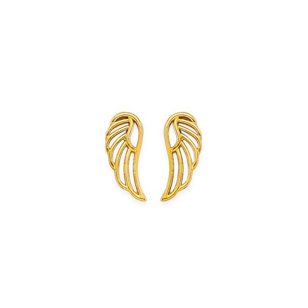 14KY Wing Stud Earrings with Screw Back