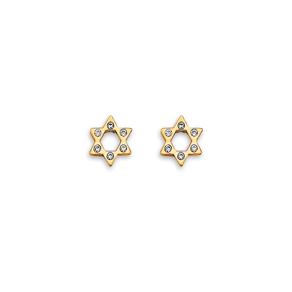 14KY Star CZ Stud Earrings with Screw Back