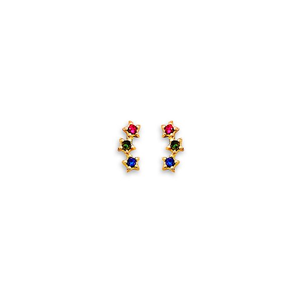 14KY Star CZ Stud Earrings with Screw Back