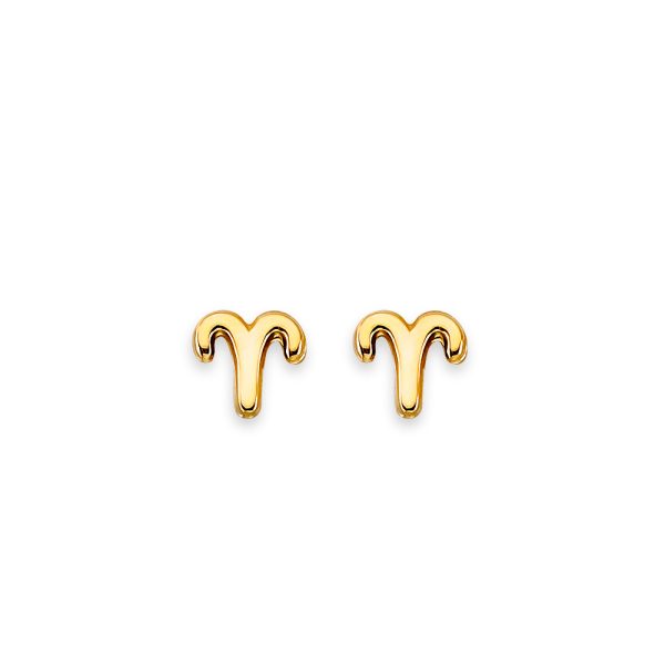 14KY Zodiac-Aries Stud Earrings with Screw Back