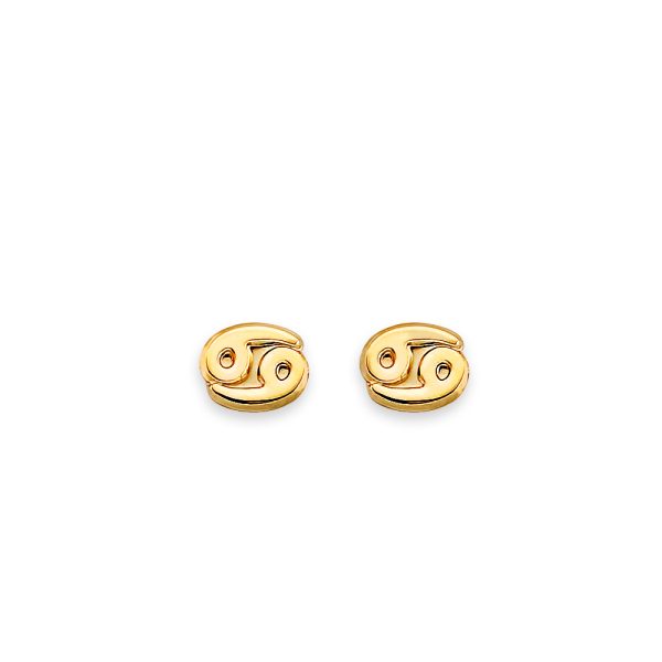 14KY Zodiac-Cancer Stud Earrings with Screw Back