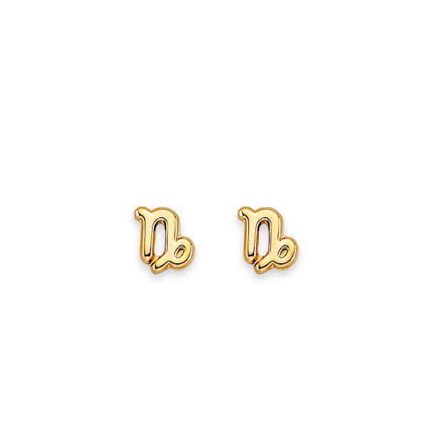 14KY Zodiac-Capricorn Stud Earrings with Screw Back