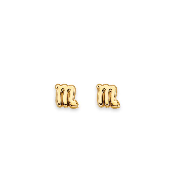 14KY Zodiac-Scorpio Stud Earrings with Screw Back