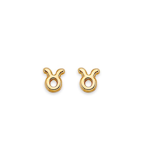 14KY Zodiac-Taurus Stud Earrings with Screw Back