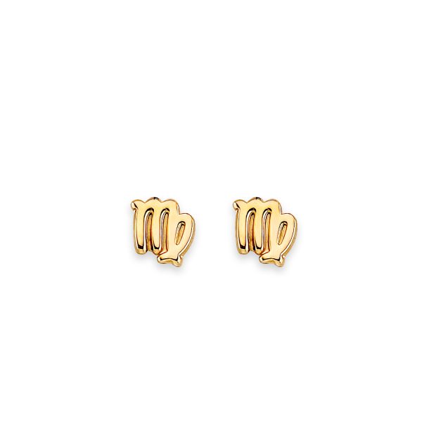 14KY Zodiac-Virgo Stud Earrings with Screw Back