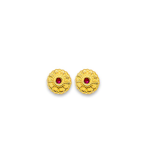 14KY CZ Stud Earrings with Screw Back