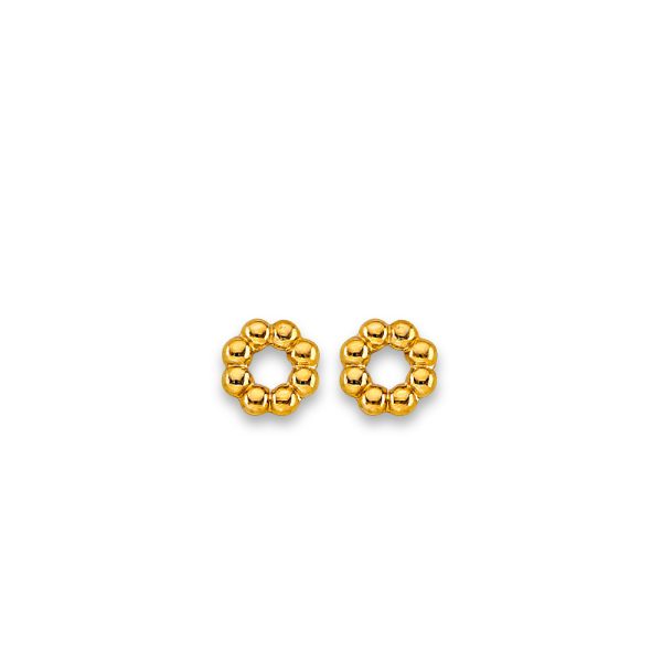 14KY Round Stud Earrings with Screw Back