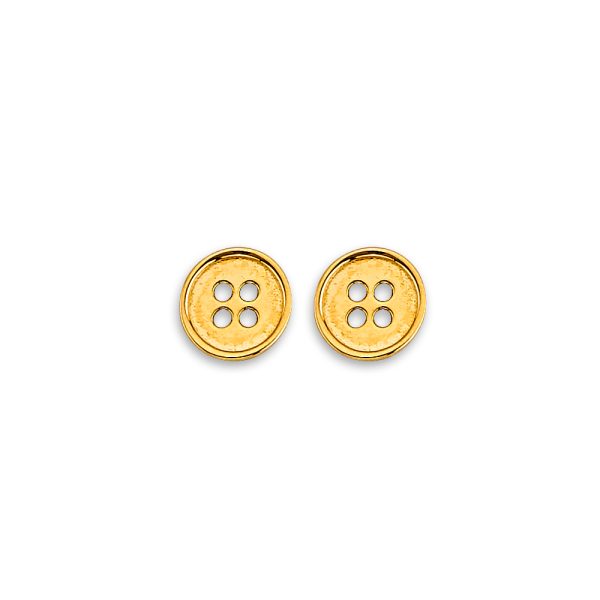 14KY Button Stud Earrings with Screw Back