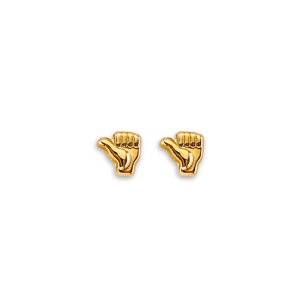 14KY Thumbsup Stud Earrings with Screw Back