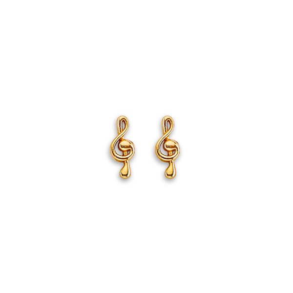 14KY Musical Note Stud Earrings with Screw Back