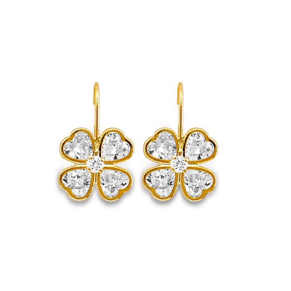 14KY CZ Wire Hook Stud Earrings